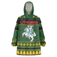 Lithuania Christmas Wearable Blanket Hoodie Coat Of Arms Linksmu Kaledu - Wonder Print Shop