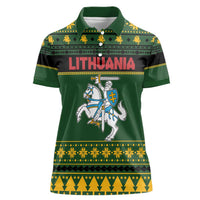 Lithuania Christmas Women Polo Shirt Coat Of Arms Linksmu Kaledu - Wonder Print Shop