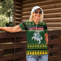 Lithuania Christmas Women Polo Shirt Coat Of Arms Linksmu Kaledu - Wonder Print Shop