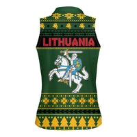 Lithuania Christmas Women Sleeveless Polo Shirt Coat Of Arms Linksmu Kaledu - Wonder Print Shop