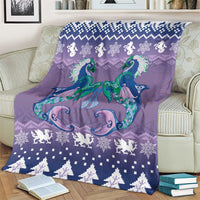 Carmarthenshire Wales Christmas Blanket Heraldic Sea-Horse Celtic Design - Wonder Print Shop