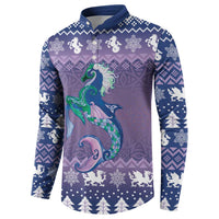 Carmarthenshire Wales Christmas Button Sweatshirt Heraldic Sea-Horse Celtic Design - Wonder Print Shop