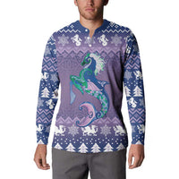 Carmarthenshire Wales Christmas Button Sweatshirt Heraldic Sea-Horse Celtic Design - Wonder Print Shop