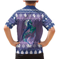 Carmarthenshire Wales Christmas Family Matching Mermaid Dress and Hawaiian Shirt Heraldic Sea-Horse Celtic Design - Wonder Print Shop
