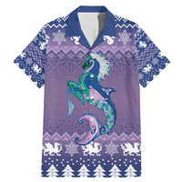 Carmarthenshire Wales Christmas Family Matching Mermaid Dress and Hawaiian Shirt Heraldic Sea-Horse Celtic Design - Wonder Print Shop