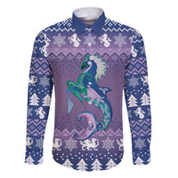 Carmarthenshire Wales Christmas Family Matching Mermaid Dress and Hawaiian Shirt Heraldic Sea-Horse Celtic Design - Wonder Print Shop