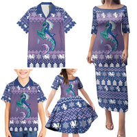 Carmarthenshire Wales Christmas Family Matching Puletasi and Hawaiian Shirt Heraldic Sea-Horse Celtic Design - Wonder Print Shop