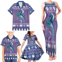 Carmarthenshire Wales Christmas Family Matching Tank Maxi Dress and Hawaiian Shirt Heraldic Sea-Horse Celtic Design - Wonder Print Shop
