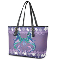 Carmarthenshire Wales Christmas Leather Tote Bag Heraldic Sea-Horse Celtic Design - Wonder Print Shop