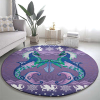 Carmarthenshire Wales Christmas Round Carpet Heraldic Sea-Horse Celtic Design - Wonder Print Shop