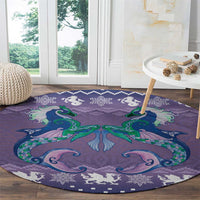 Carmarthenshire Wales Christmas Round Carpet Heraldic Sea-Horse Celtic Design - Wonder Print Shop