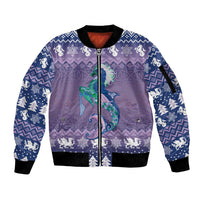 Carmarthenshire Wales Christmas Sleeve Zip Bomber Jacket Heraldic Sea-Horse Celtic Design - Wonder Print Shop