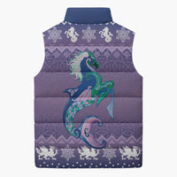 Carmarthenshire Wales Christmas Sleeveless Puffer Jacket Heraldic Sea-Horse Celtic Design - Wonder Print Shop