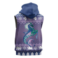 Carmarthenshire Wales Christmas Sleeveless Zip Hoodie Heraldic Sea-Horse Celtic Design - Wonder Print Shop