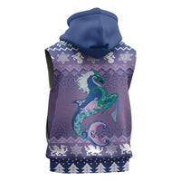 Carmarthenshire Wales Christmas Sleeveless Zip Hoodie Heraldic Sea-Horse Celtic Design - Wonder Print Shop
