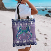Carmarthenshire Wales Christmas Tote Bag Heraldic Sea-Horse Celtic Design - Wonder Print Shop