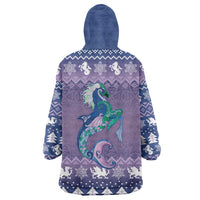 Carmarthenshire Wales Christmas Wearable Blanket Hoodie Heraldic Sea-Horse Celtic Design - Wonder Print Shop