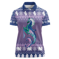 Carmarthenshire Wales Christmas Women Polo Shirt Heraldic Sea-Horse Celtic Design - Wonder Print Shop