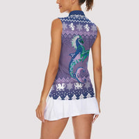 Carmarthenshire Wales Christmas Women Sleeveless Polo Shirt Heraldic Sea-Horse Celtic Design - Wonder Print Shop