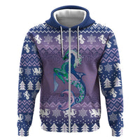 Carmarthenshire Wales Christmas Zip Hoodie Heraldic Sea-Horse Celtic Design - Wonder Print Shop