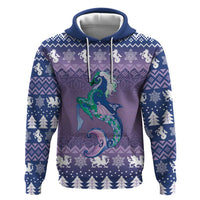 Carmarthenshire Wales Christmas Zip Hoodie Heraldic Sea-Horse Celtic Design - Wonder Print Shop