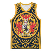 Personalized Denbighshire Wales Basketball Jersey Coat Of Arms Celtic Style - Wonder Print Shop