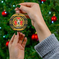 Personalized Denbighshire Wales Ceramic Ornament Coat Of Arms Celtic Style - Wonder Print Shop