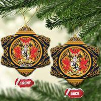 Personalized Denbighshire Wales Ceramic Ornament Coat Of Arms Celtic Style - Wonder Print Shop