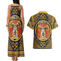Personalized Denbighshire Wales Couples Matching Tank Maxi Dress and Hawaiian Shirt Coat Of Arms Celtic Style - Wonder Print Shop