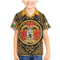 Personalized Denbighshire Wales Family Matching Mermaid Dress and Hawaiian Shirt Coat Of Arms Celtic Style - Wonder Print Shop