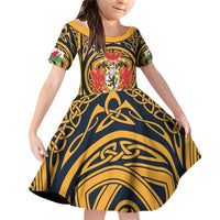 Personalized Denbighshire Wales Family Matching Off Shoulder Short Dress and Hawaiian Shirt Coat Of Arms Celtic Style - Wonder Print Shop