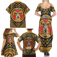 Personalized Denbighshire Wales Family Matching Summer Maxi Dress and Hawaiian Shirt Coat Of Arms Celtic Style - Wonder Print Shop