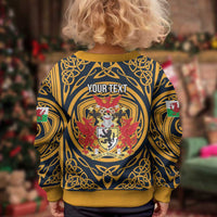 Personalized Denbighshire Wales Kid Ugly Christmas Sweater Coat Of Arms Celtic Style - Wonder Print Shop