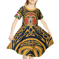 Personalized Denbighshire Wales Kid Short Sleeve Dress Coat Of Arms Celtic Style - Wonder Print Shop
