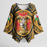 Personalized Denbighshire Wales Kimono Sleeve Blouse Coat Of Arms Celtic Style - Wonder Print Shop