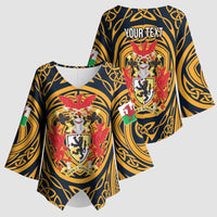 Personalized Denbighshire Wales Kimono Sleeve Blouse Coat Of Arms Celtic Style - Wonder Print Shop