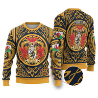 Personalized Denbighshire Wales Ugly Christmas Sweater Coat Of Arms Celtic Style - Wonder Print Shop