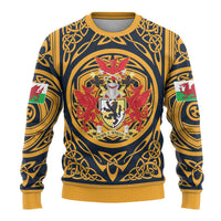 Personalized Denbighshire Wales Ugly Christmas Sweater Coat Of Arms Celtic Style - Wonder Print Shop