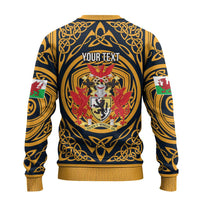 Personalized Denbighshire Wales Ugly Christmas Sweater Coat Of Arms Celtic Style - Wonder Print Shop
