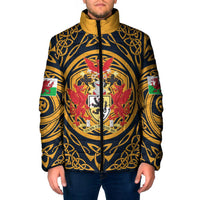 Personalized Denbighshire Wales Padded Jacket Coat Of Arms Celtic Style - Wonder Print Shop