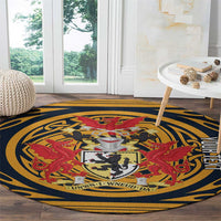 Personalized Denbighshire Wales Round Carpet Coat Of Arms Celtic Style - Wonder Print Shop