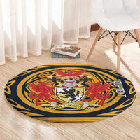 Personalized Denbighshire Wales Round Carpet Coat Of Arms Celtic Style - Wonder Print Shop