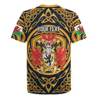 Personalized Denbighshire Wales Rugby Jersey Coat Of Arms Celtic Style - Wonder Print Shop