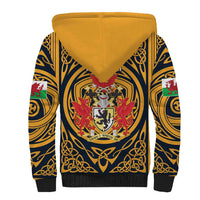 Personalized Denbighshire Wales Sherpa Hoodie Coat Of Arms Celtic Style - Wonder Print Shop