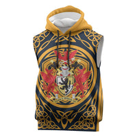 Personalized Denbighshire Wales Sleeveless Hoodie Coat Of Arms Celtic Style - Wonder Print Shop