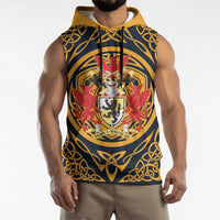 Personalized Denbighshire Wales Sleeveless Hoodie Coat Of Arms Celtic Style - Wonder Print Shop