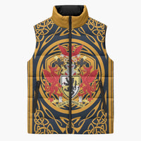 Personalized Denbighshire Wales Sleeveless Puffer Jacket Coat Of Arms Celtic Style - Wonder Print Shop