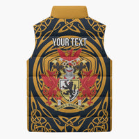 Personalized Denbighshire Wales Sleeveless Puffer Jacket Coat Of Arms Celtic Style - Wonder Print Shop