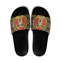 Personalized Denbighshire Wales Slide Sandals Coat Of Arms Celtic Style - Wonder Print Shop