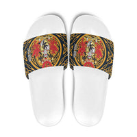Personalized Denbighshire Wales Slide Sandals Coat Of Arms Celtic Style - Wonder Print Shop
